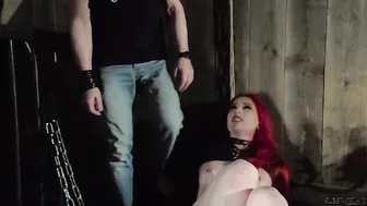 Deepthroating my sexy redhead slave and hard fucking her pussy while she is tied up