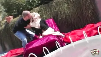 Dildos Keep the Blonde Busy Until Her Man Arrives to Pound Her Tight Tush Outdoors